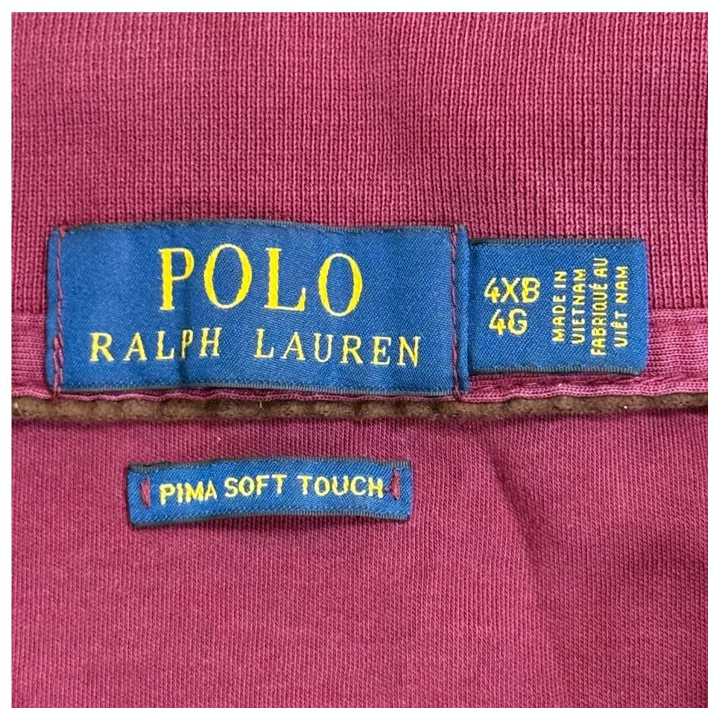 Polo Ralph Lauren Mens 4XB Pima Soft Touch Long Sleeve Polo Shirt Burgundy
